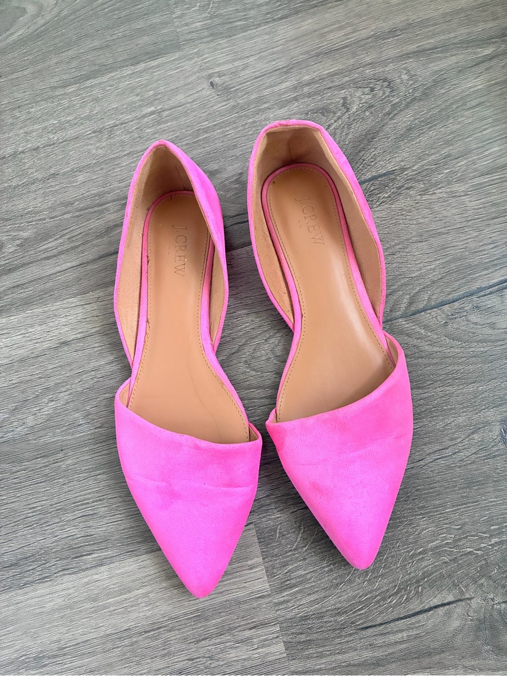 J. Crew Hot Pink Pointed D'Orsay Flats